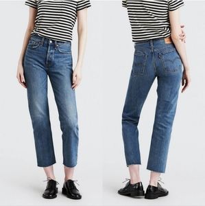 Levi's Wedgie Straight Leg Raw Hem Jeans Partners in Crime Wash